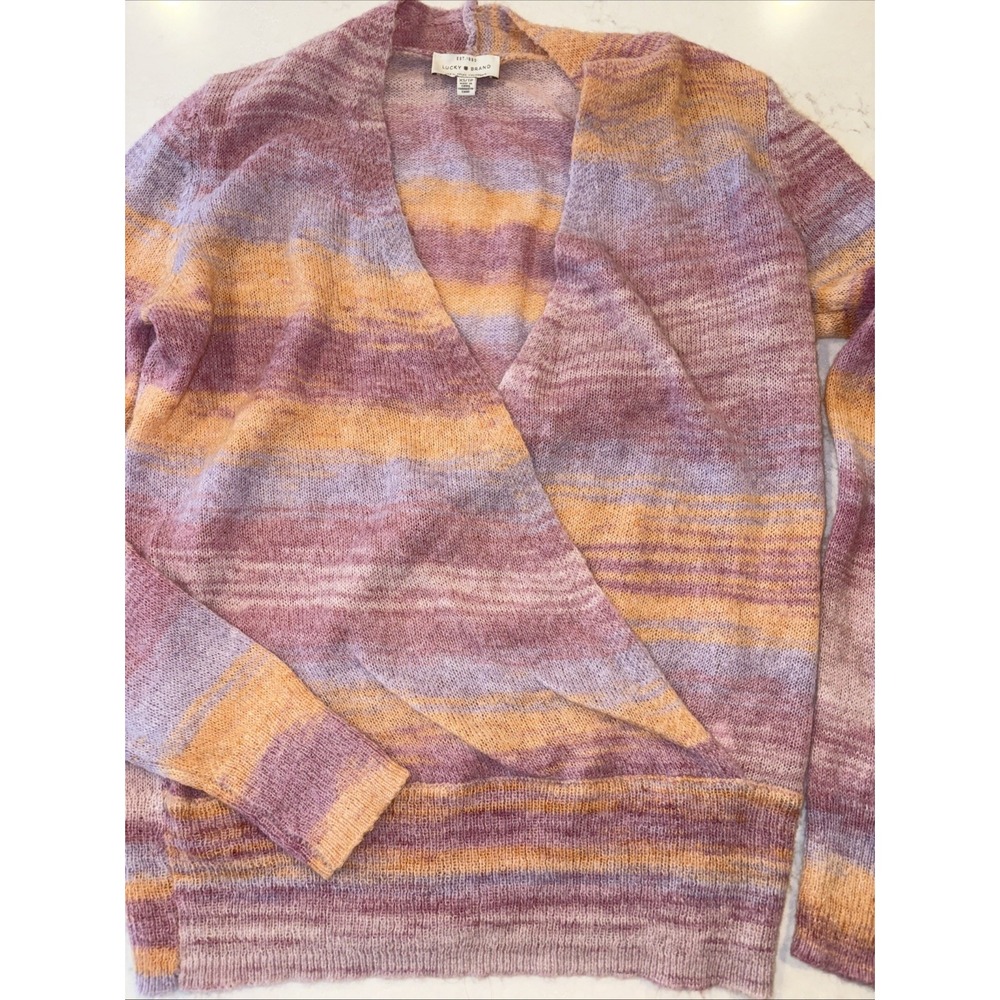 Lucky Brand Womens XS Pink‎ Blush Space Dye Lightweight Wrap Sweater Fuzzy Cozy